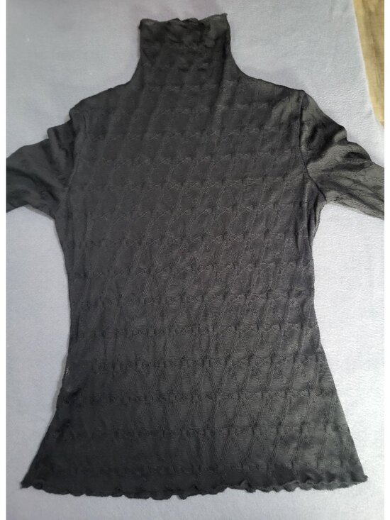 unbranded Tops - Women's M Sheer Turtleneck Lace Blouse Sexy Top Mesh Club Goth y2k Geometric